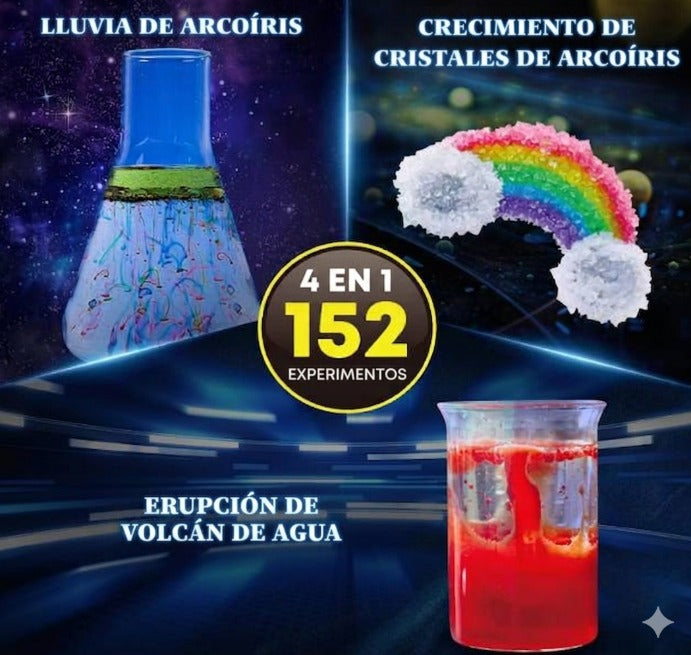 Mega Kit de Experimientos de Ciencias - 152 Experimentos 4 en 1 para Niños