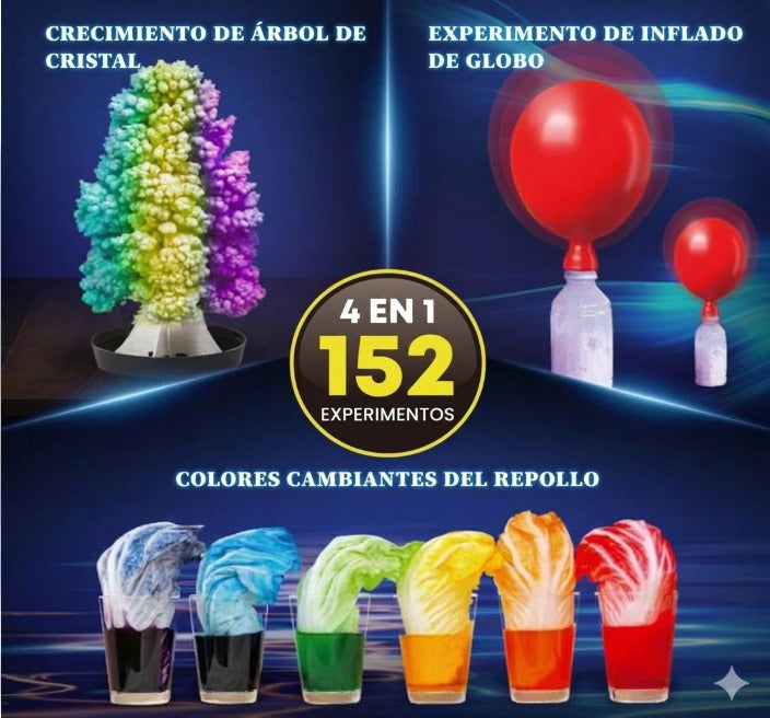 Mega Kit de Experimientos de Ciencias - 152 Experimentos 4 en 1 para Niños