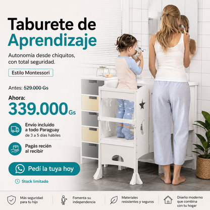 Taburete de Aprendizaje - Silla Torre Infantil - Estilo Montessori