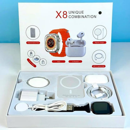 X8 Unique Combination – Kit Completo Smartwatch + Auriculares + Accesorios