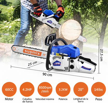 MOTOSIERRA SUPMIX TOOLS 62 cc — 20" | IMPORTADO DE USA | CALIDAD PREMIUM | RENDIMIENTO PROFESIONAL⚙️🔥