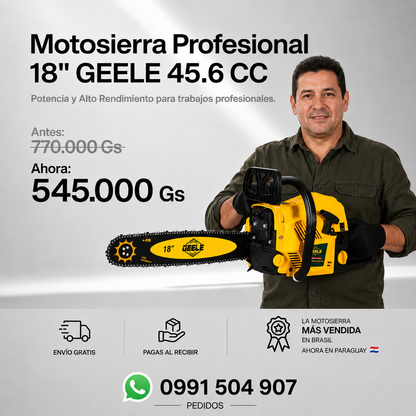 Motosierra Profesional GEELE G6-18 45.6cc 18 Pulgadas