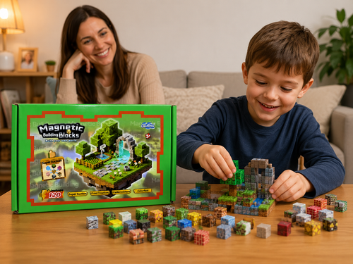 🧲 Set de Bloques Magnéticos Estilo Minecraft (120 Piezas) – Construcción Creativa Método Montessori