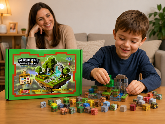 🧲 Set de Bloques Magnéticos Estilo Minecraft (120 Piezas) – Construcción Creativa Método Montessori