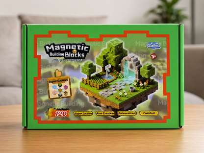 🧲 Set de Bloques Magnéticos Estilo Minecraft (120 Piezas) – Construcción Creativa Método Montessori