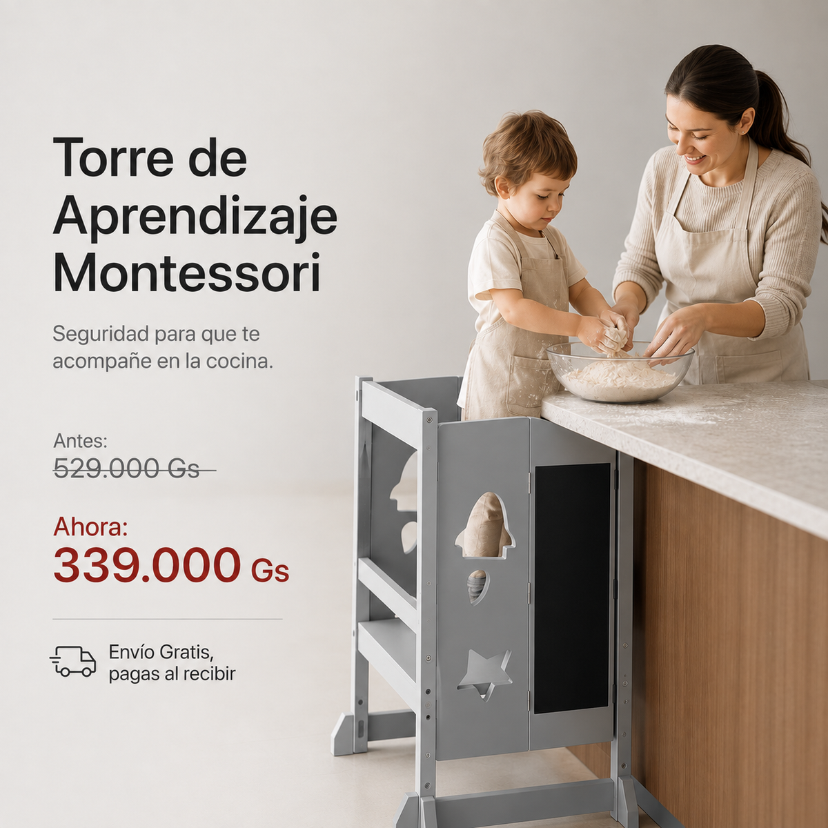 Taburete de Aprendizaje - Silla Torre Infantil - Estilo Montessori